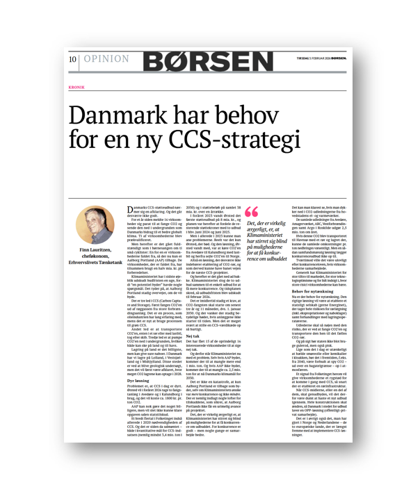 Børsen: Danmark har behov for en ny CCS-strategi