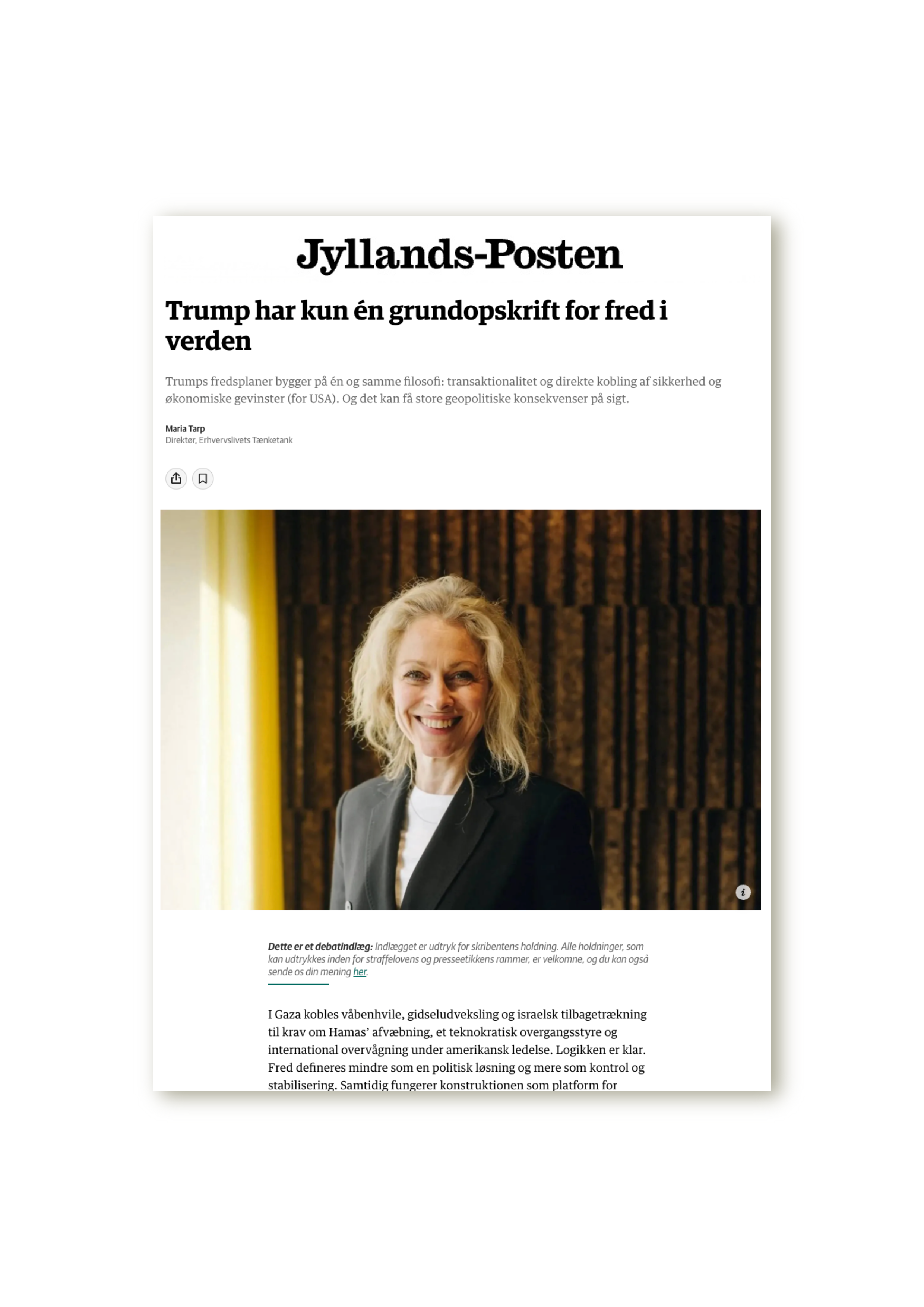 Jyllands-Posten: Trump har kun én grundopskrift for fred i verden
