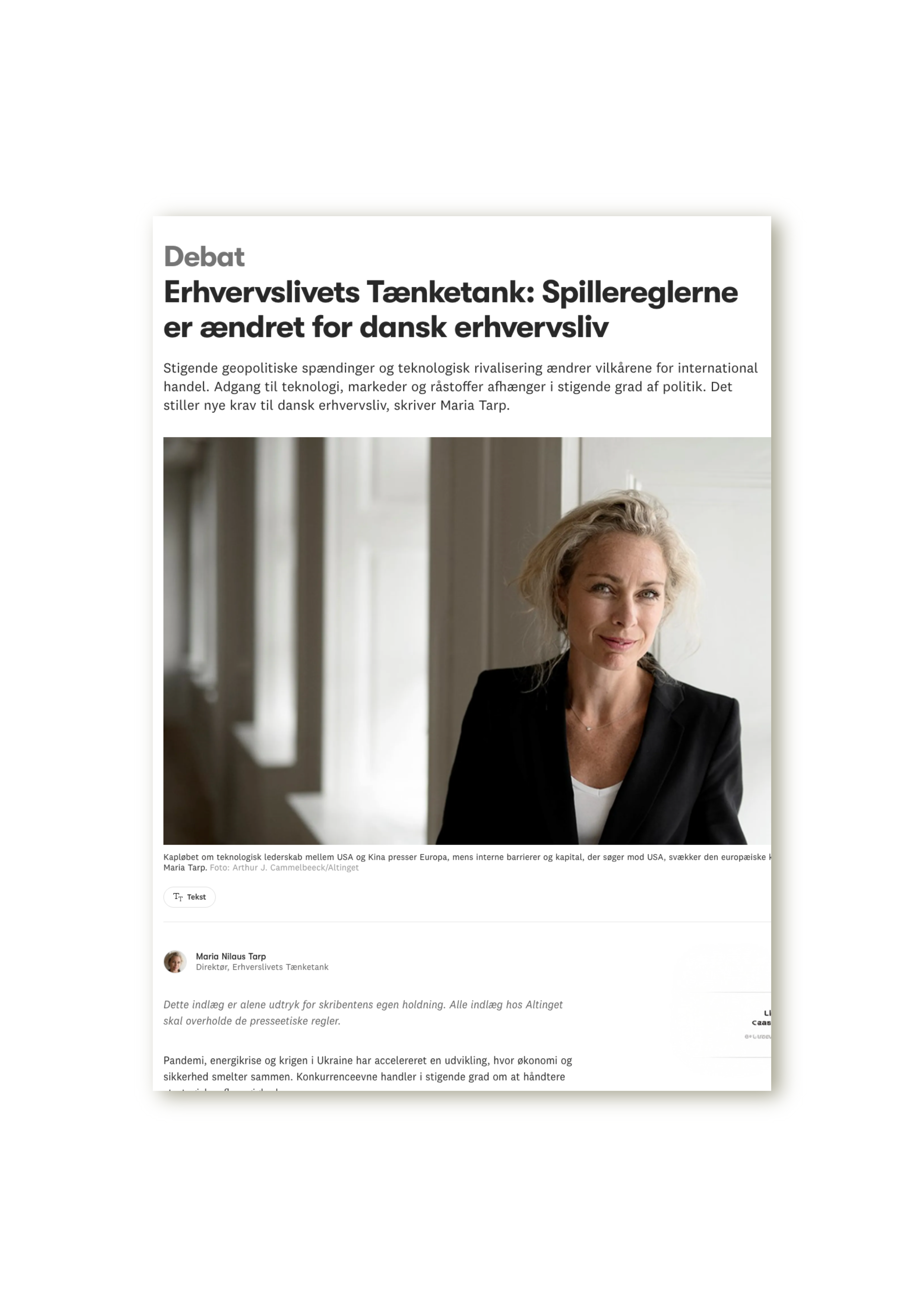 Altinget: Spillereglerne er ændret for dansk erhvervsliv