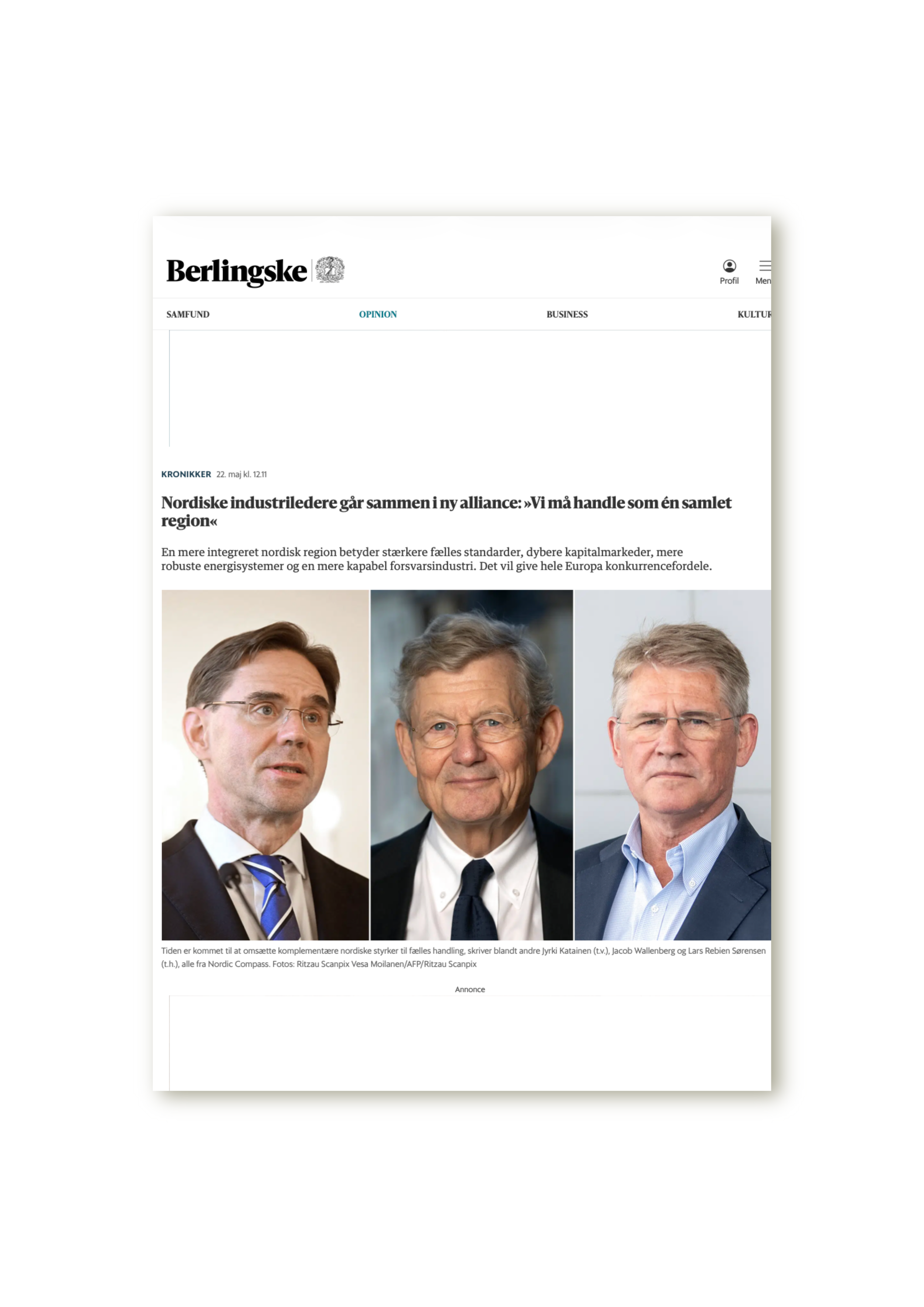 Nordiske industriledere går sammen i ny alliance: »Vi må handle som én samletregion«
