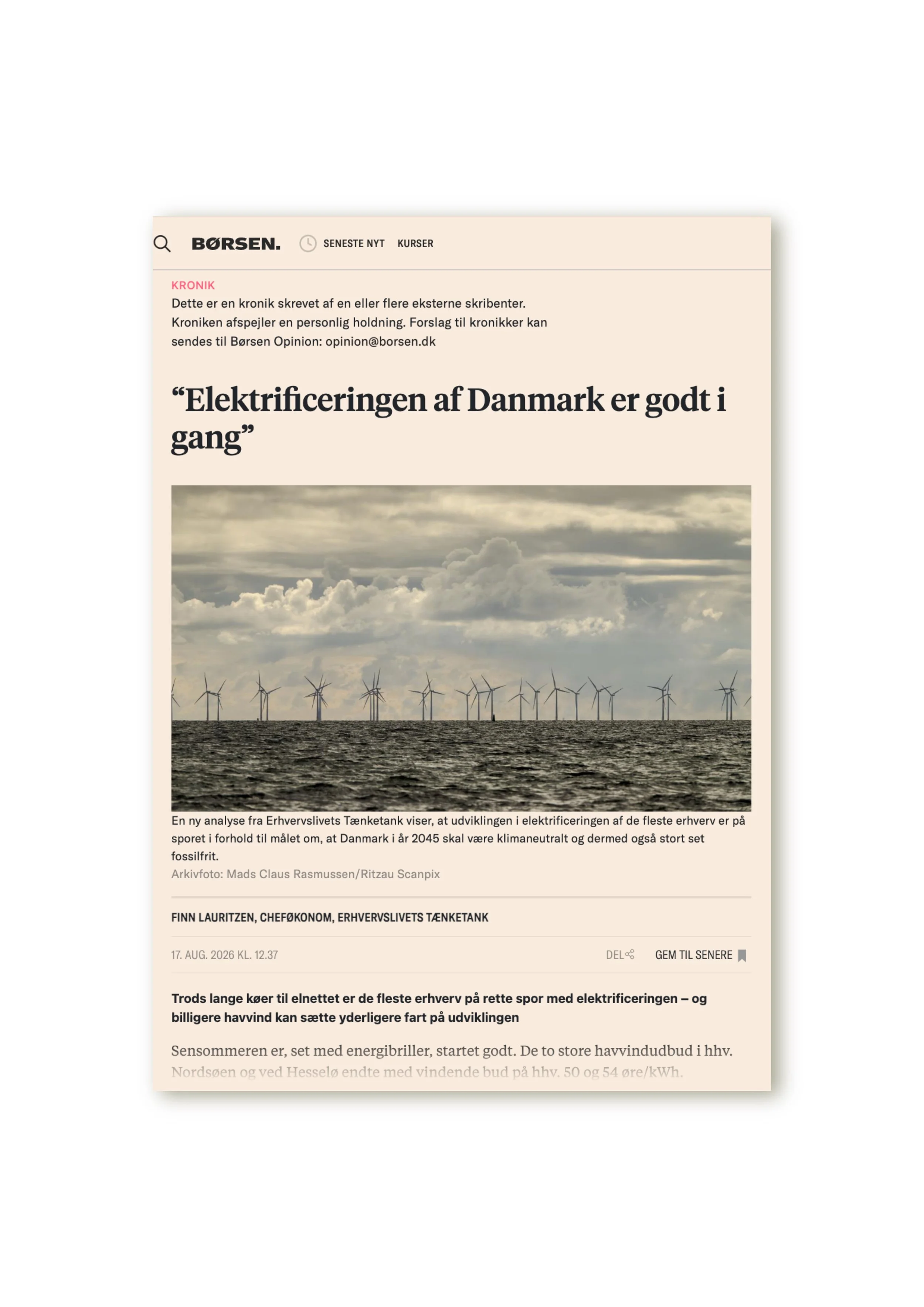 “Elektri­fi­ce­ringen af Danmark er godt i gang”