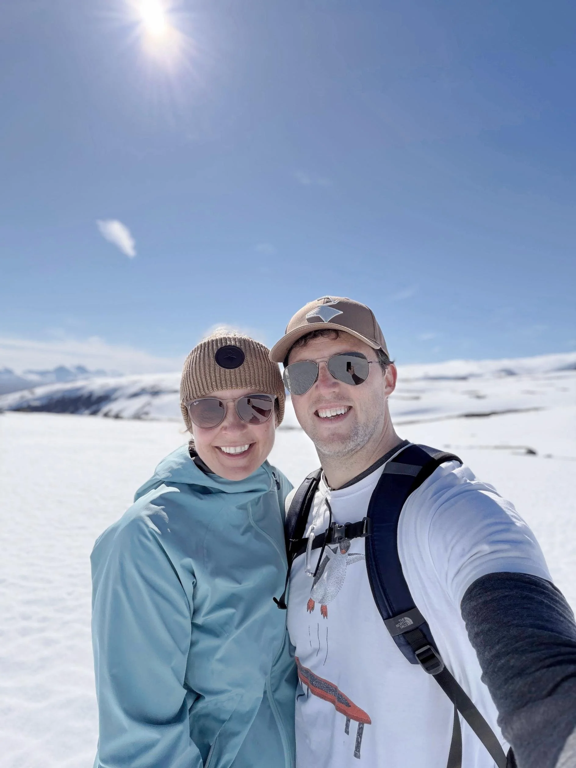 Eli and Jake from Penguin Trampoline in the snow in Norway