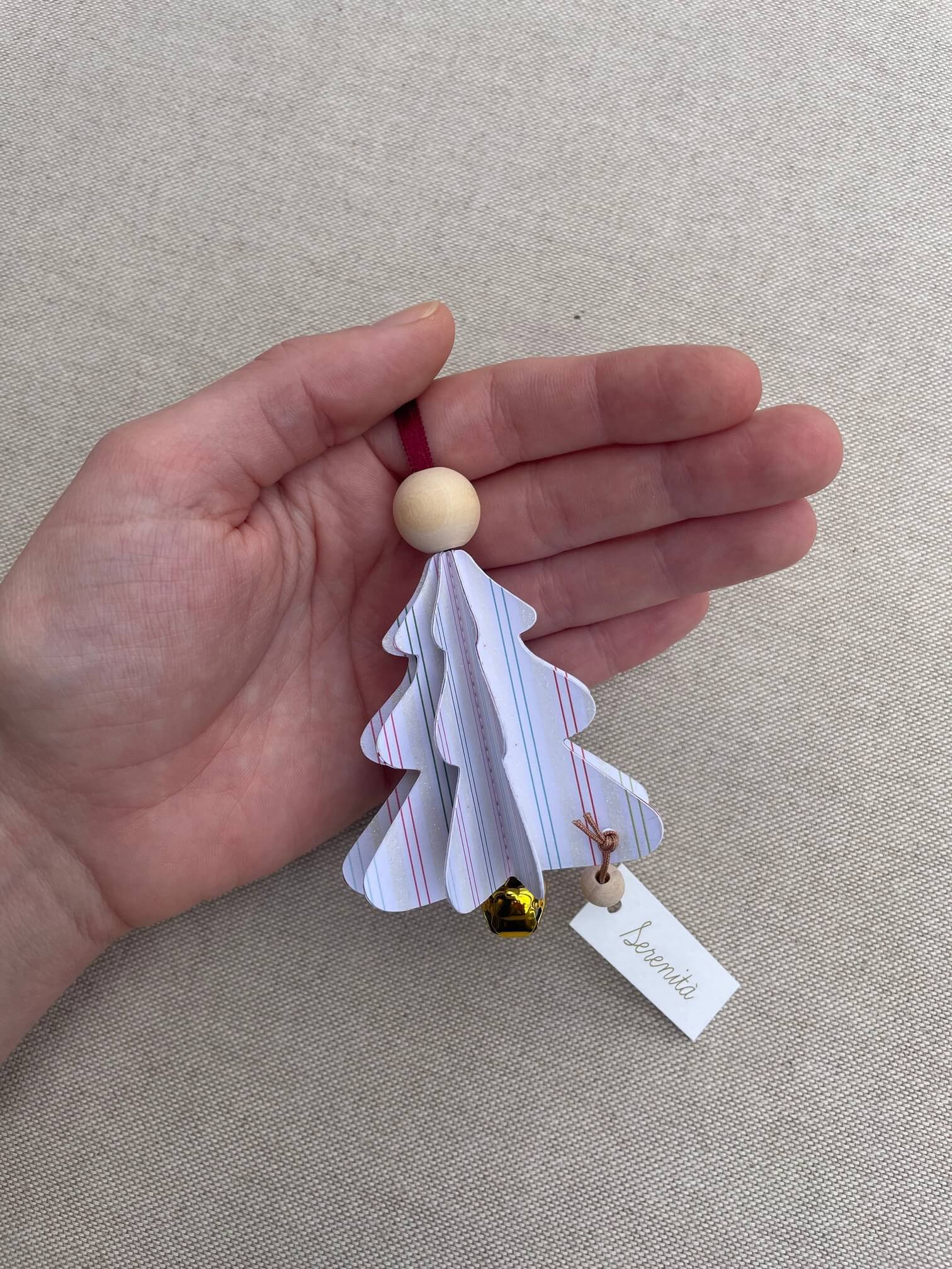 campanella alberello "SERENITÀ" natale righe glitter