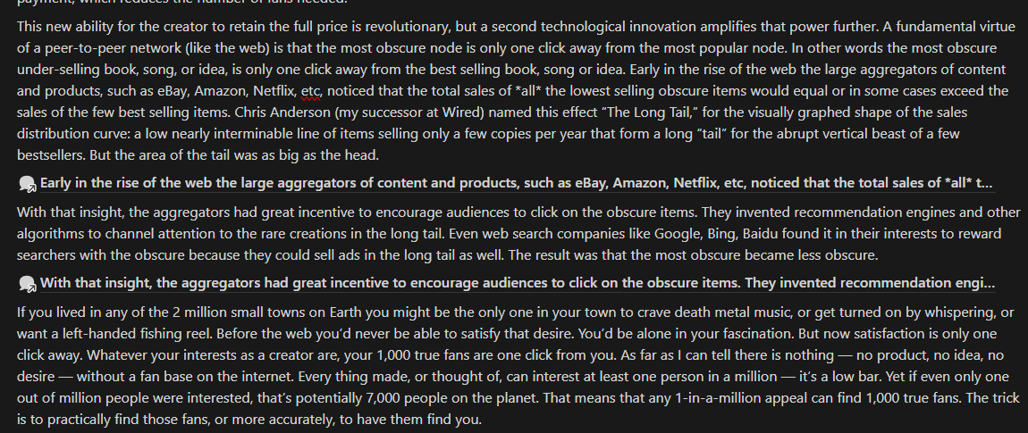 Screenshot of article extract from library page showing a clipping viewed within it's original context. Screenshot from Notion Project Management Kit