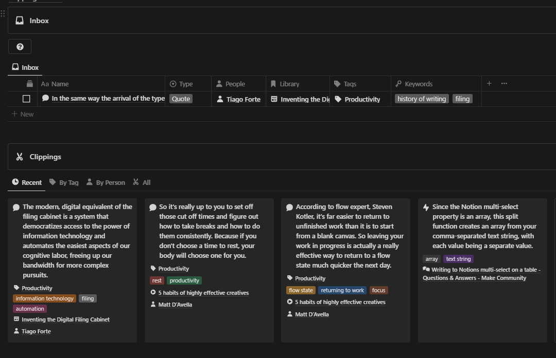 Notion Knowledge Management Kit Clippings Dashboard