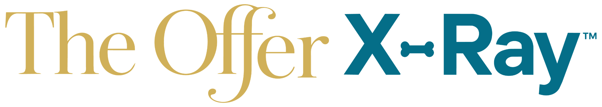 Logo for the Offic X-Ray, with stylized text in gold and teal.