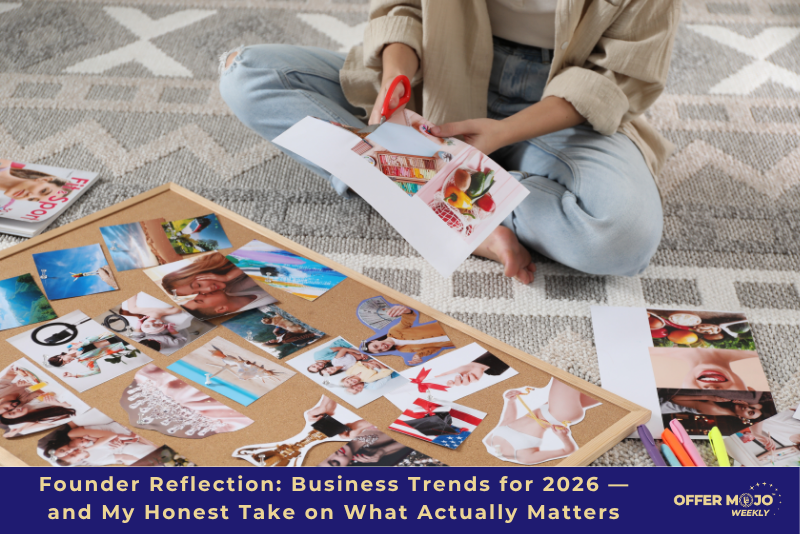 woman cutting out photos - creating a vision board