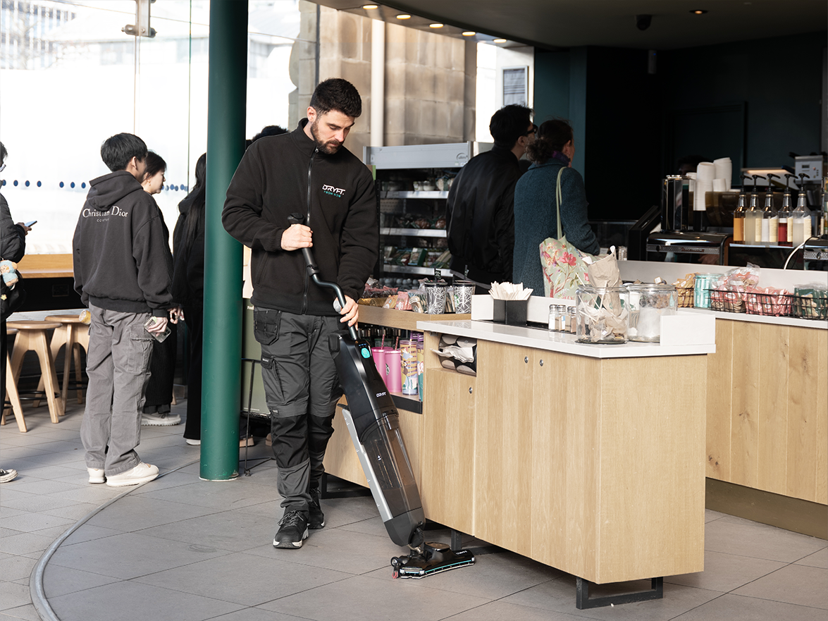 DRYFT Commercial floor cleaning machine in cafe