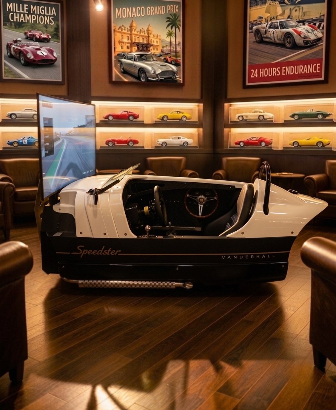 The kind of simulator you build a room for. See more at Vanderhallsim.com #simracing #luxury #gameroom