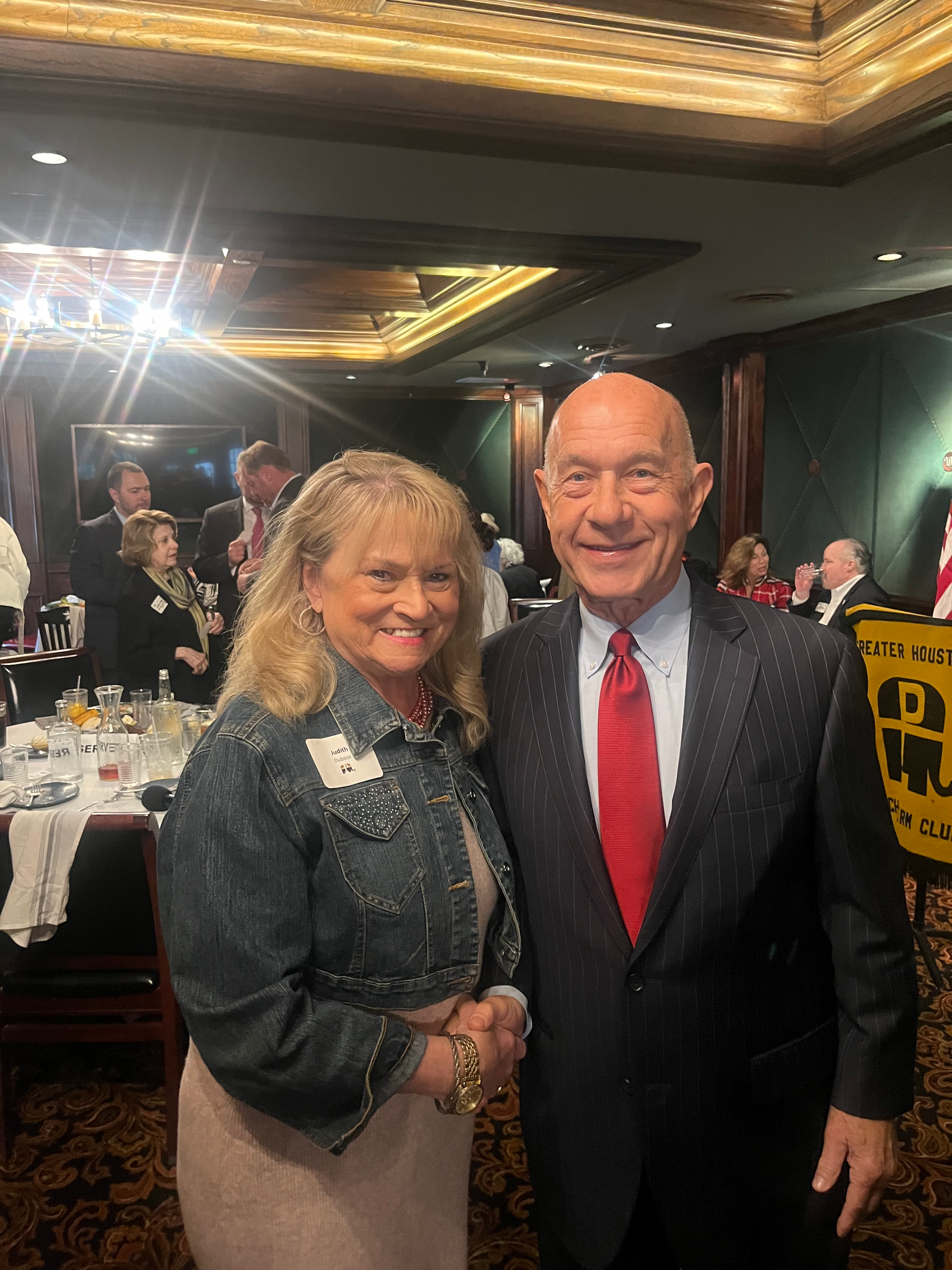 Judith Cushman DuBose with Houston Mayor John Whitmire at the Pachyderm Republican Club meeting