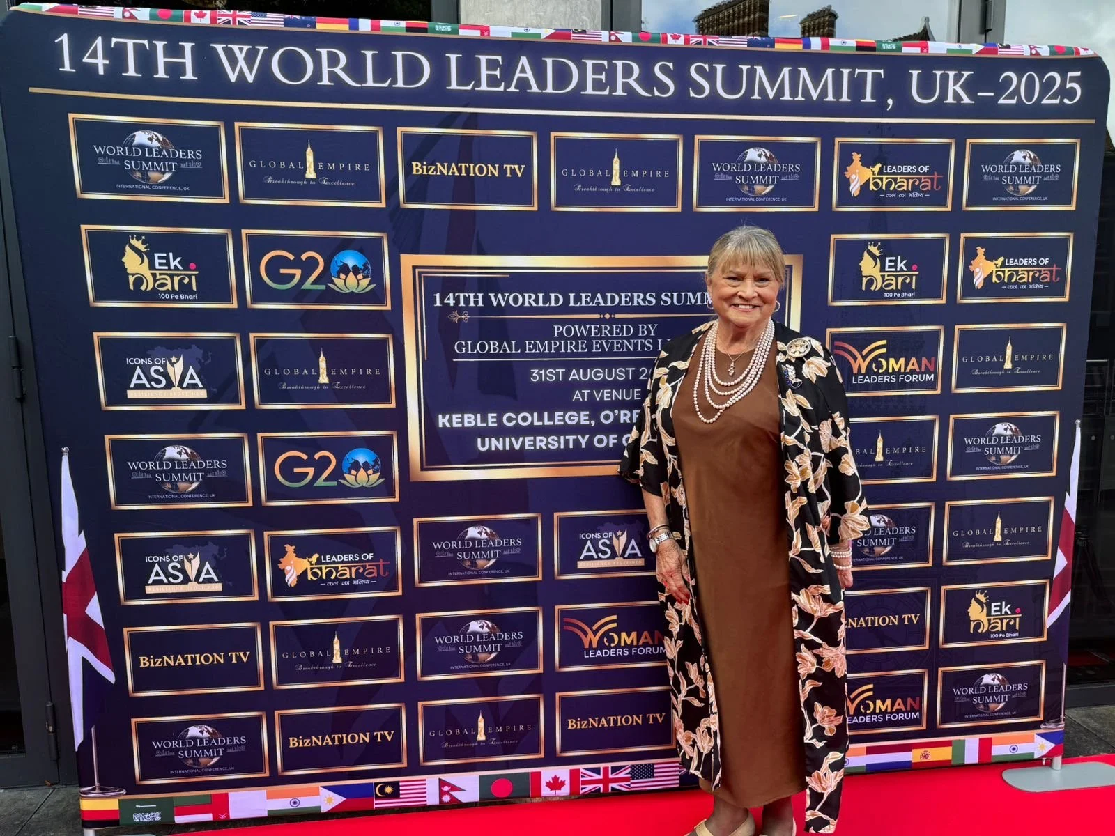 Judith at the 14th World Leaders Summit at the University of Oxford to receive the Lifetime Achievment Award for Global Veteran Advocacy.