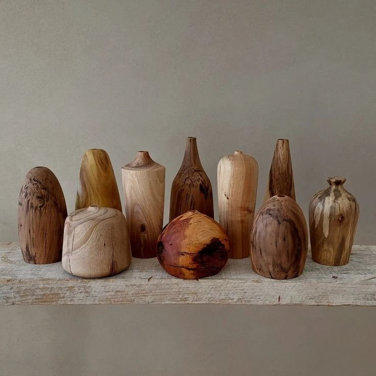 UNIQUE Wood Vase, Minimalistic Wood Decorative Vase, Shelf Accent, Wabi Sabi, Japandi Style.jpeg
