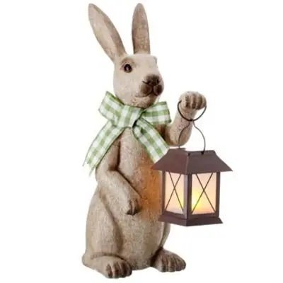 BUNNY WITH BATTERY OPERATED LANTERN