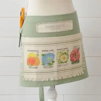 FLOWER SEED PACKET HALF APRON