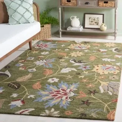 MODERN FLORAL GREEN/BLUE AREA RUG