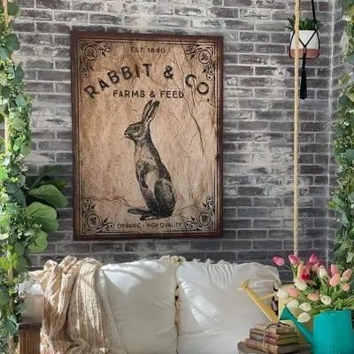 RABBIT &amp; CO CANVAS WALL SIGN