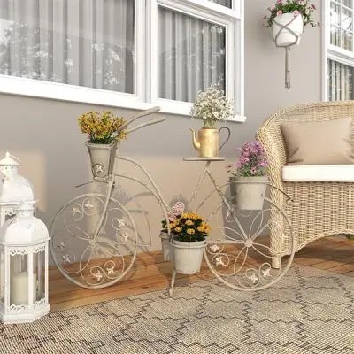 SCROLL BIKE TIERED PLANT STAND