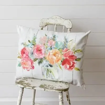 WATERCOLOR FLORAL ACCENT PILLOW