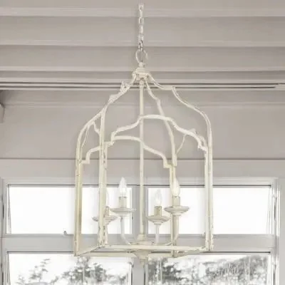 ANTIQUED OPEN FRAME 4 LIGHT CHANDELIER