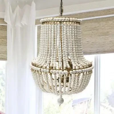 CHIC ELEGANCE DRAPED WOOD BEAD CHANDELIER