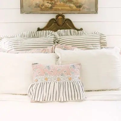 RUFFLED COUNTRY COTTAGE FLORAL ACCENT PILLOW