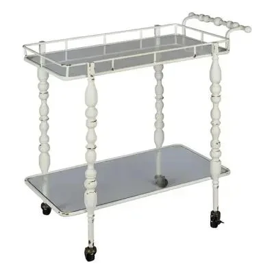 2 TIER DISTRESSED ROLLING BAR CART