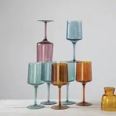 COLORFUL TINTS STEMMED WINE GLASS SET OF 4