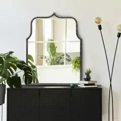 DISTRESSED BLACK METAL FRAME WALL MIRROR