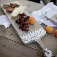 LONG HAND CARVED MANGO WOOD CHEESE BOARD