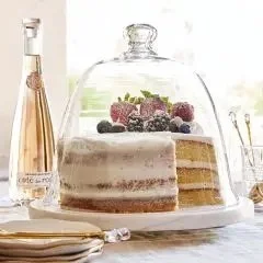 MARBLE CAKE PLATE AND GLASS DOME SET
