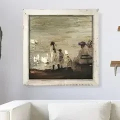 RUSTIC FRAMED SWANS IN CENTRAL PARK WALL ART