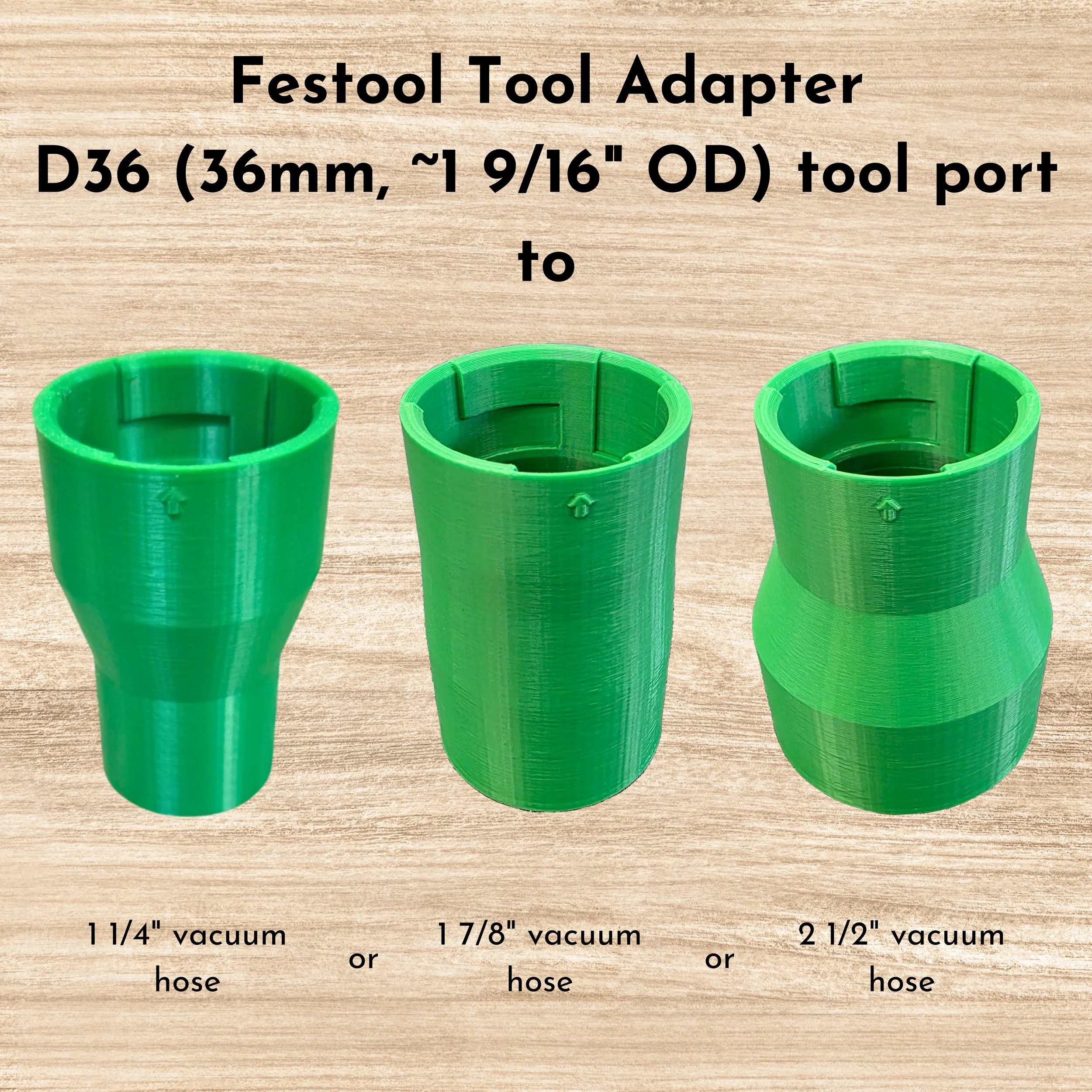 Festool 36mm Kapex Miter Saw/Track Saw/Router to 2 1/2", 1 7/8", 1 1/4" Vacuum Hose Adapter