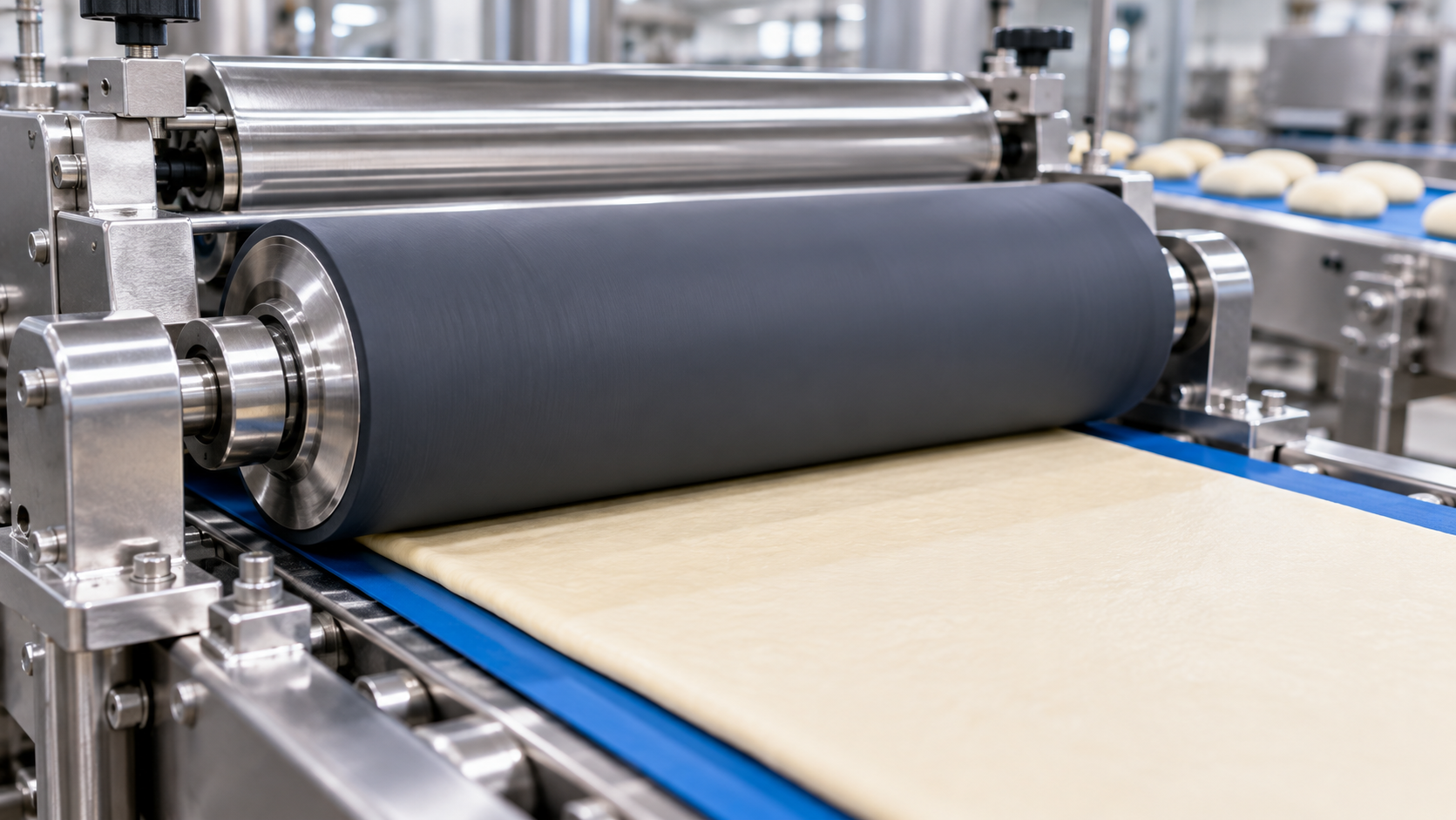 Rollers used in industrial baking industry process