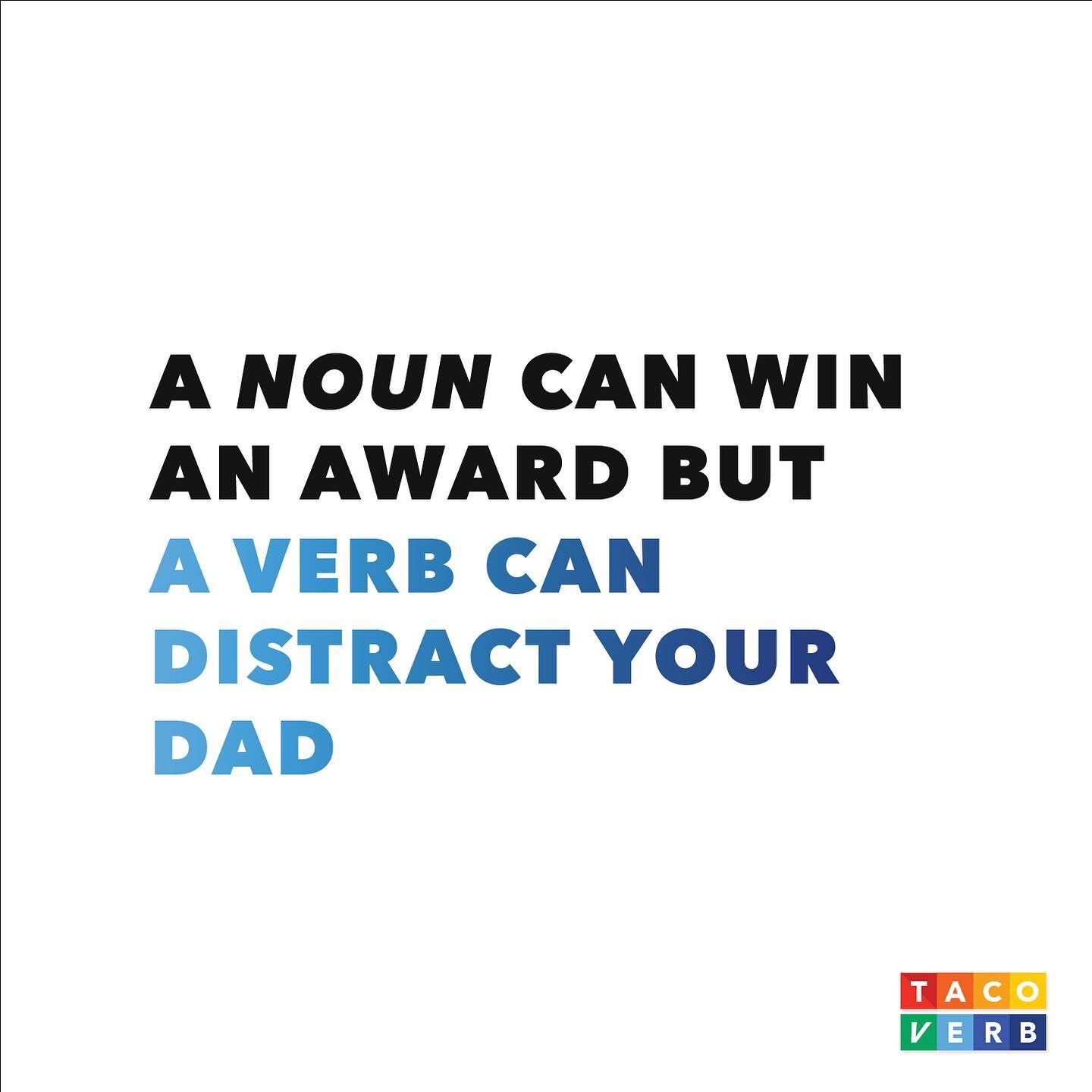 &ldquo;A Verb Can Distract Your Dad&rdquo; &hellip; And that&rsquo;s exactly what it&rsquo;s gonna do. This project has very unique utility and you should keep your eyes on the verbs! 
-
#tacoverb #nounvsverb #distracted #nft #utility #comingsoon #ta