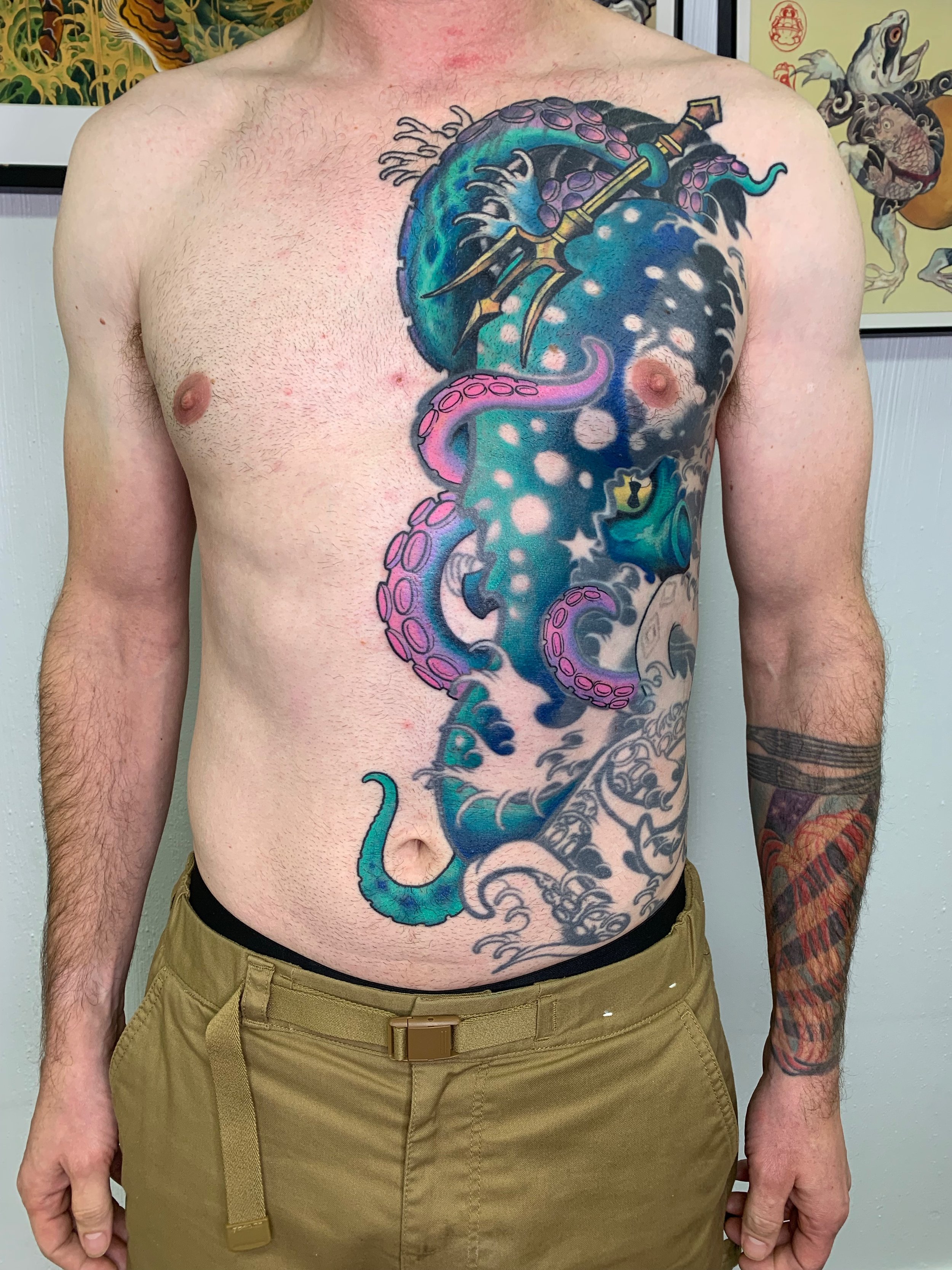 Session 4 - added a lot of warm pinks/purples, showing the undersides of the tentacles in contrast to the cool tones of the main body.