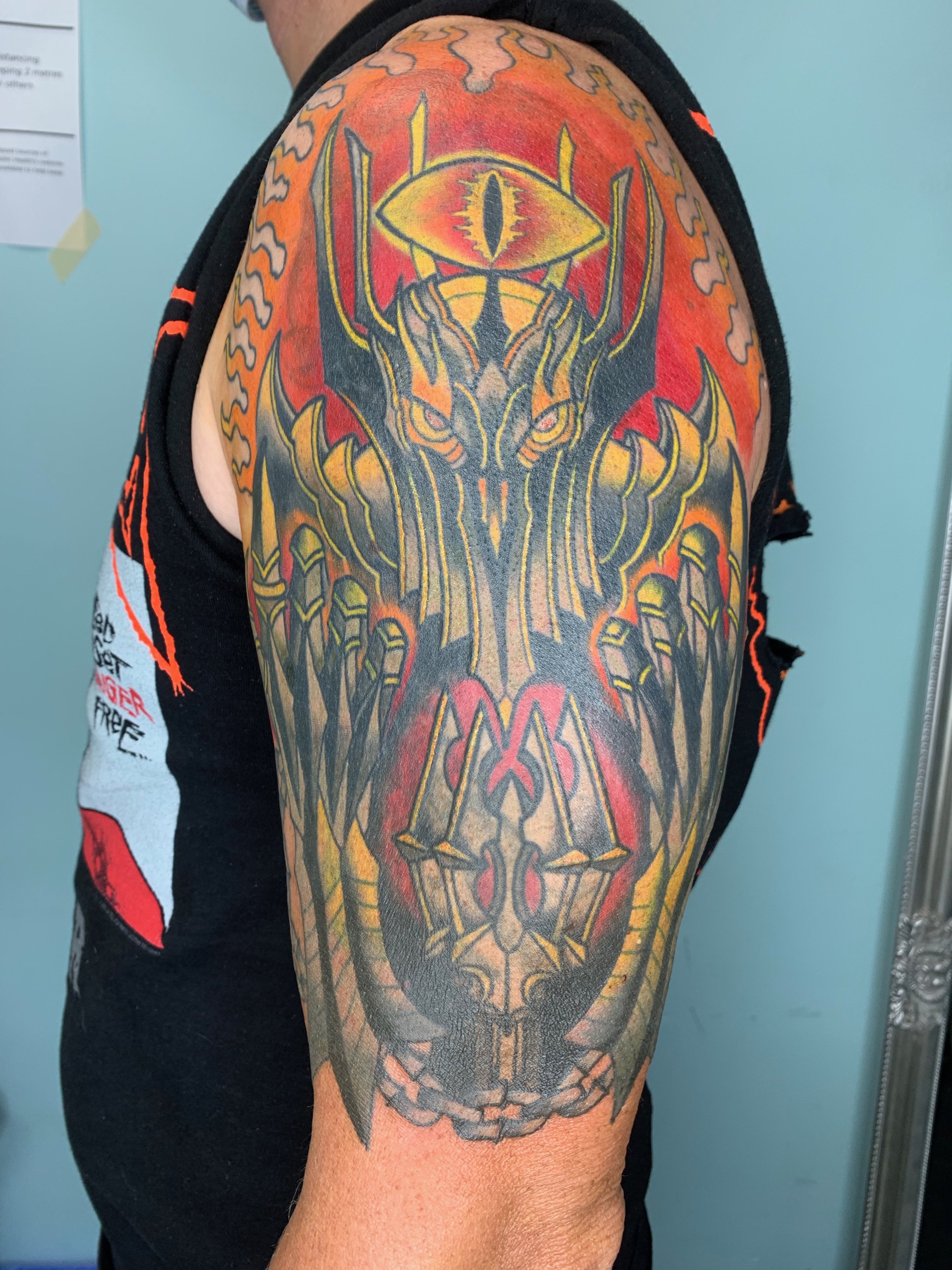 Session 3: Solid saturated black, red, grey, yellow and orange to completely cover the old work.