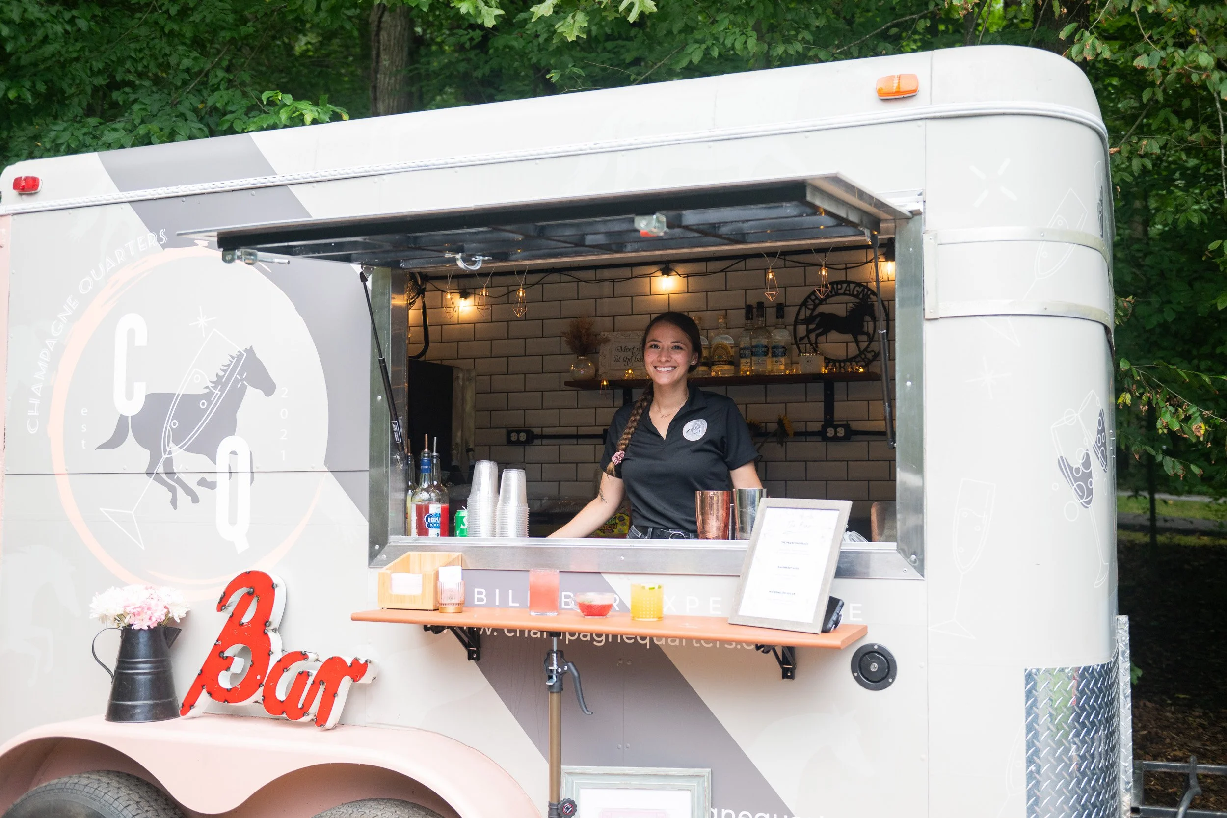 Mobile Bar Horse Trailer at the Grand Opening. Maryland mobile bar services.