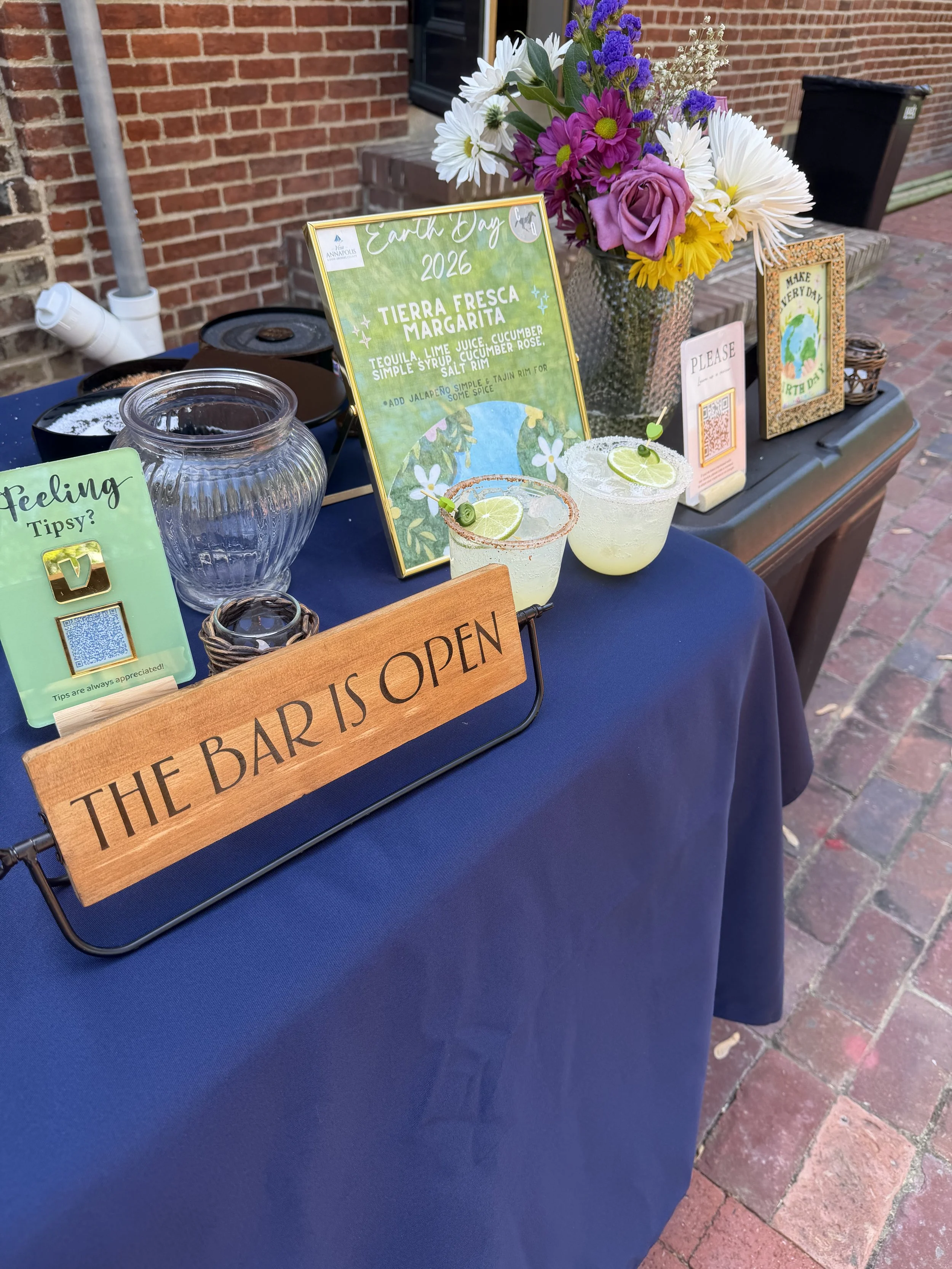 Serving Margaritas at an Earth Day Event. Maryland mobile bar services.