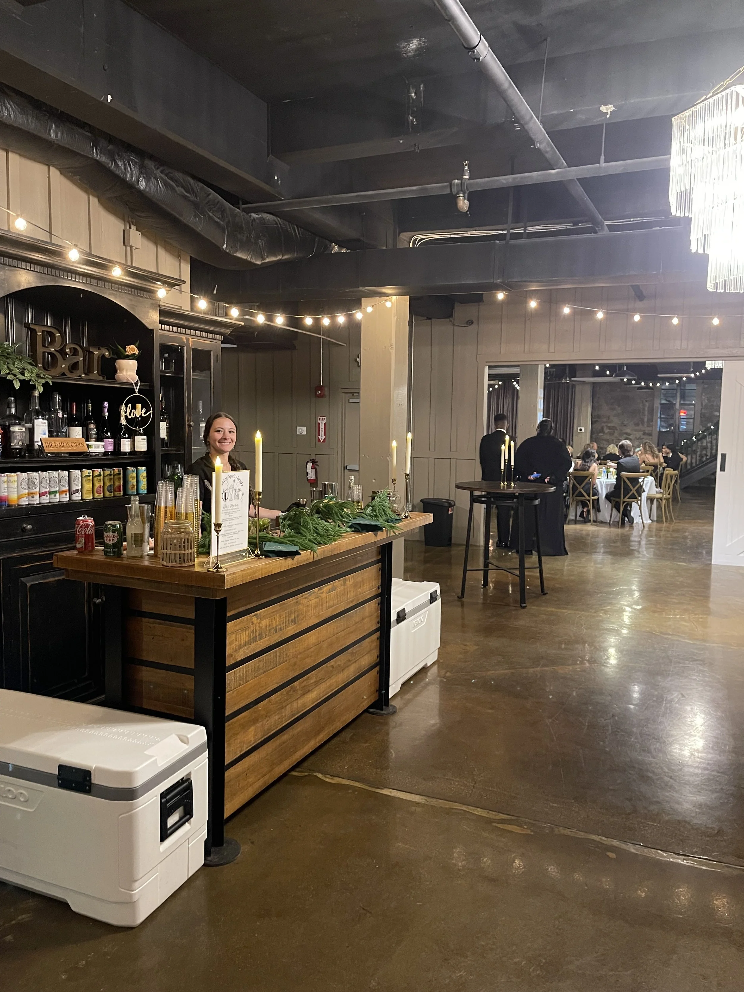Bar setup at a wedding in Ellicott City, MD. Maryland mobile bar services.