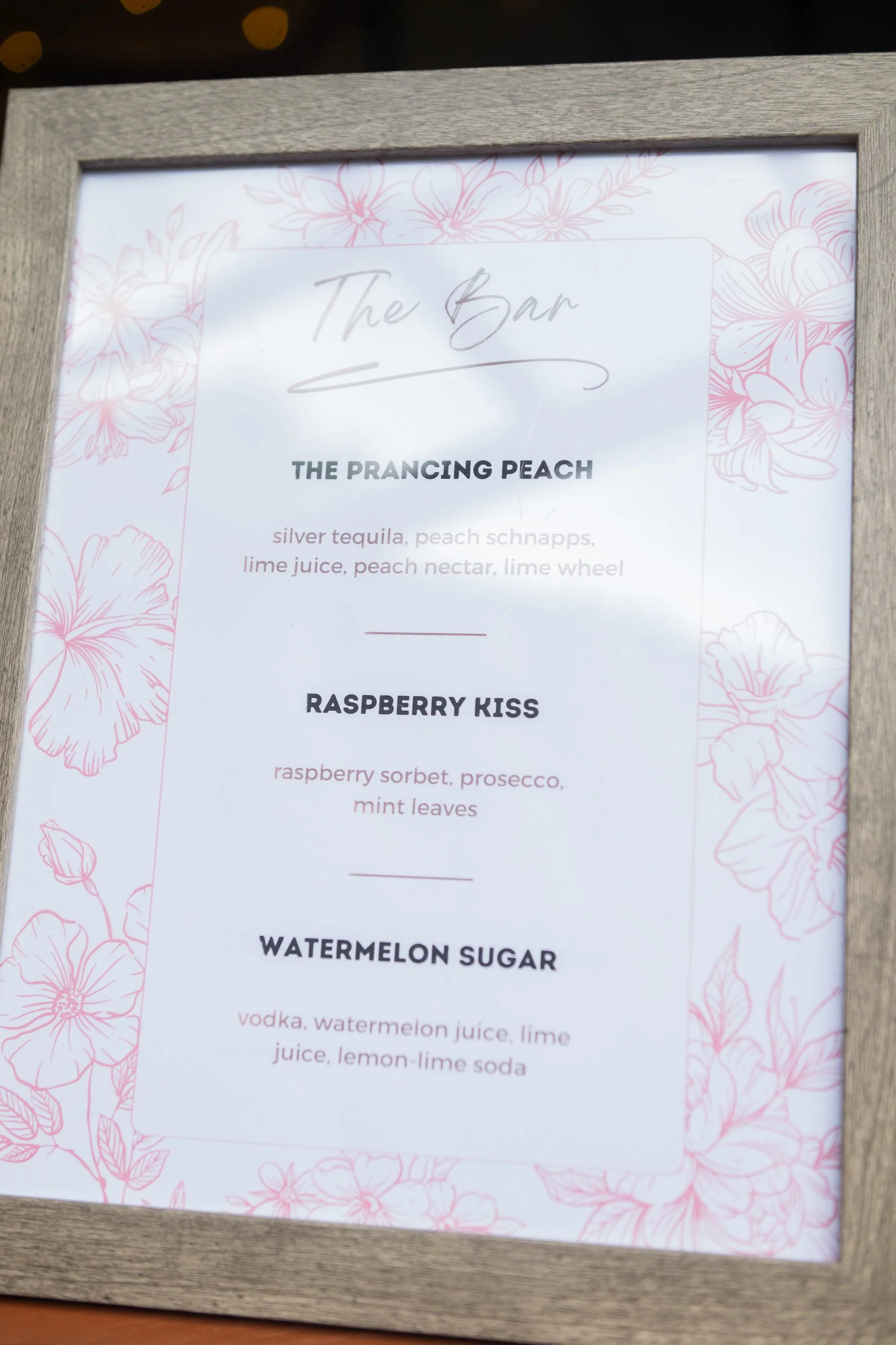 Our Grand Opening menu. Maryland mobile bar services.