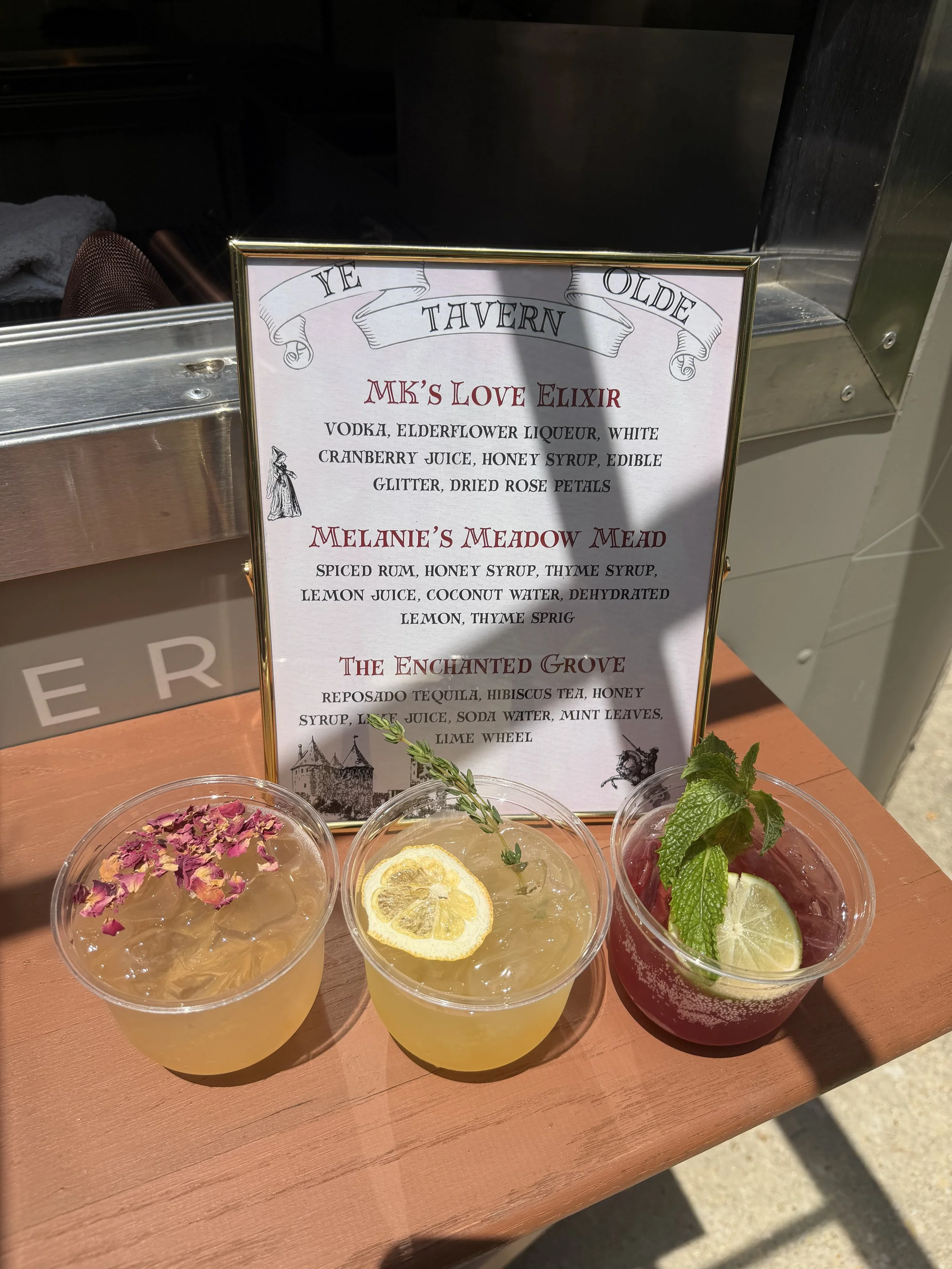 Signature drinks at a birthday event with the horse trailer bar in Annapolis, MD. Maryland mobile bar services.