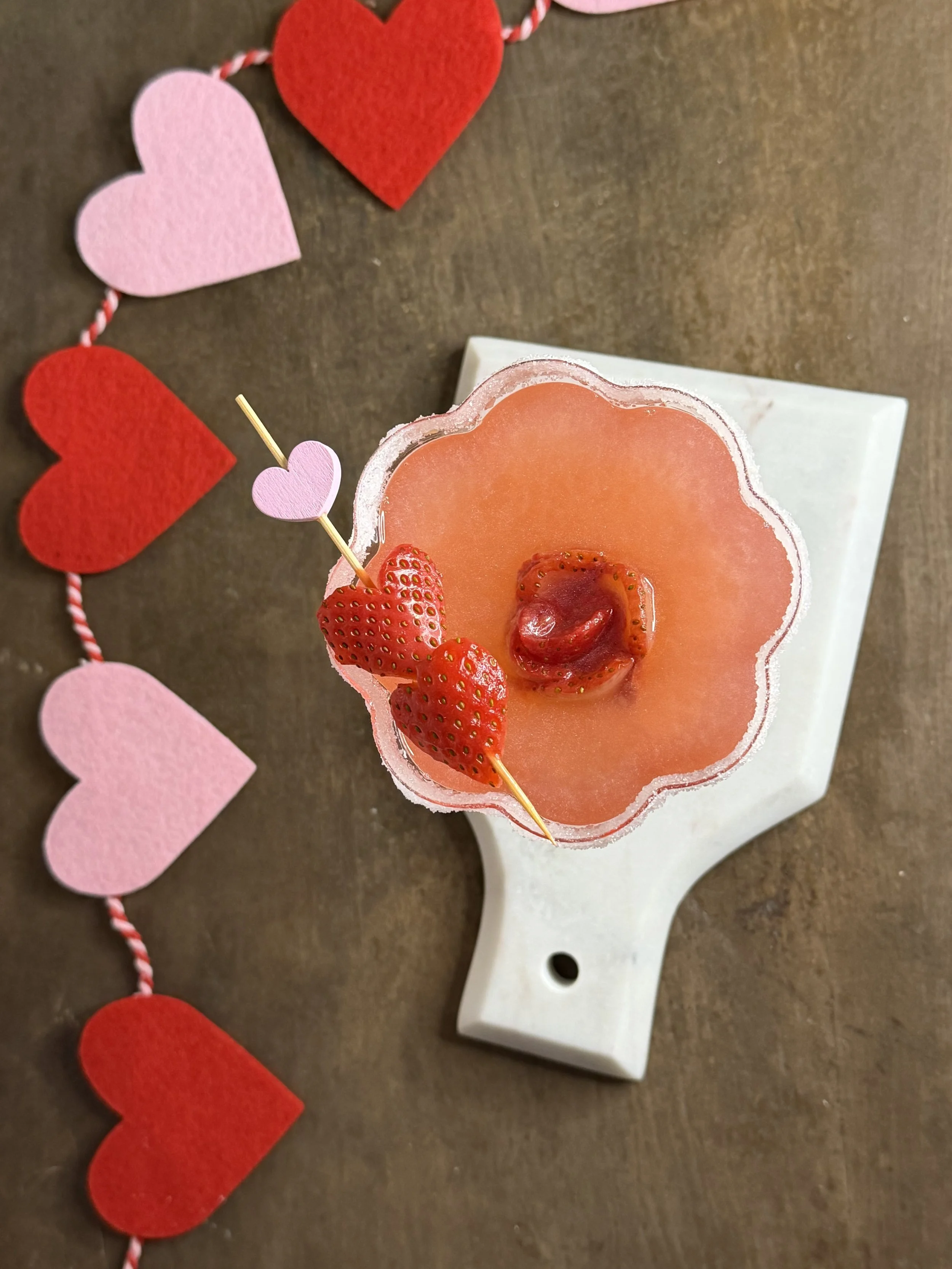Valentine cocktail (Strawberry Lemon Drop) for Maryland mobile bar. Maryland mobile bar services.