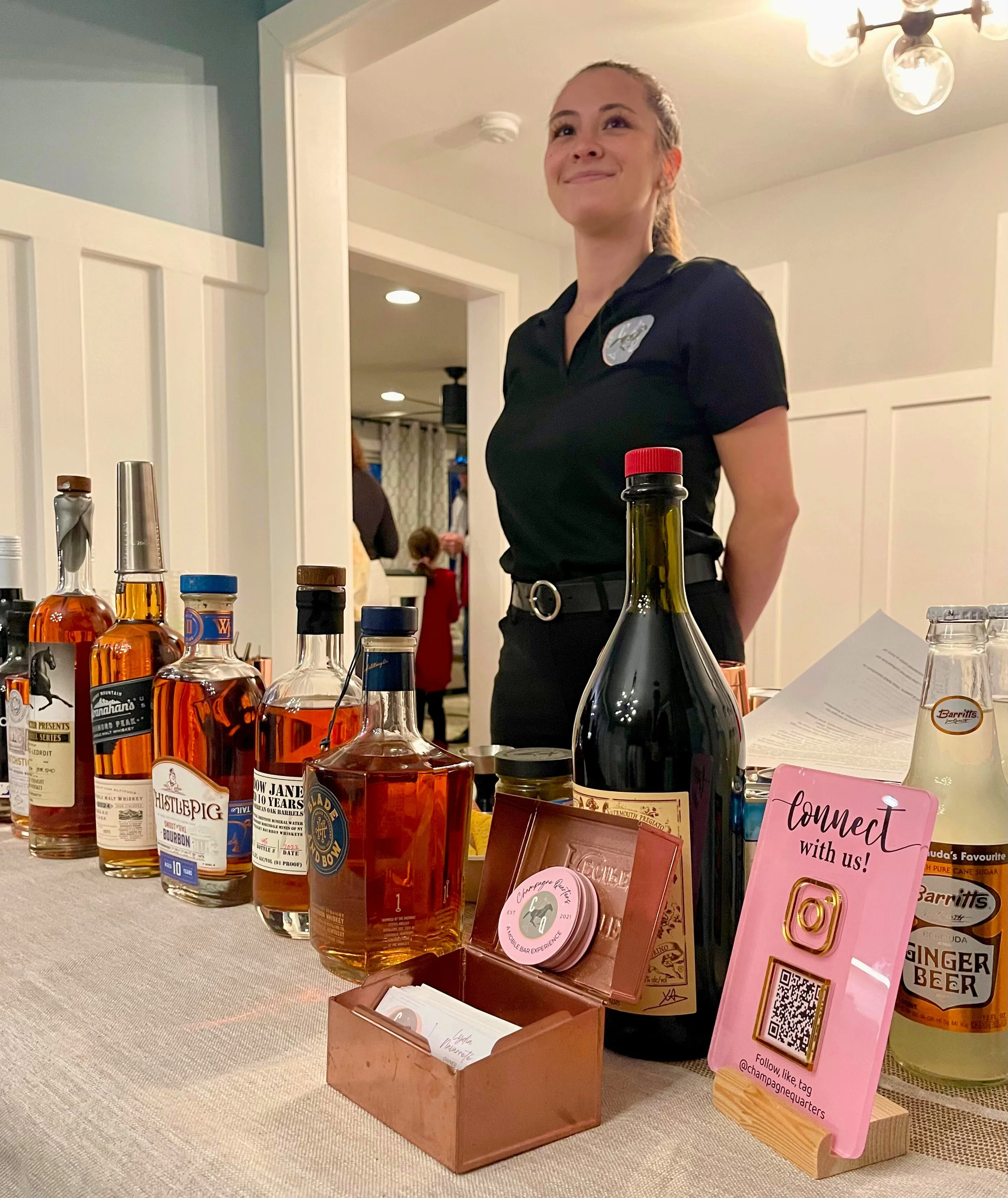 Bourbon tasting setup. Maryland mobile bar services.