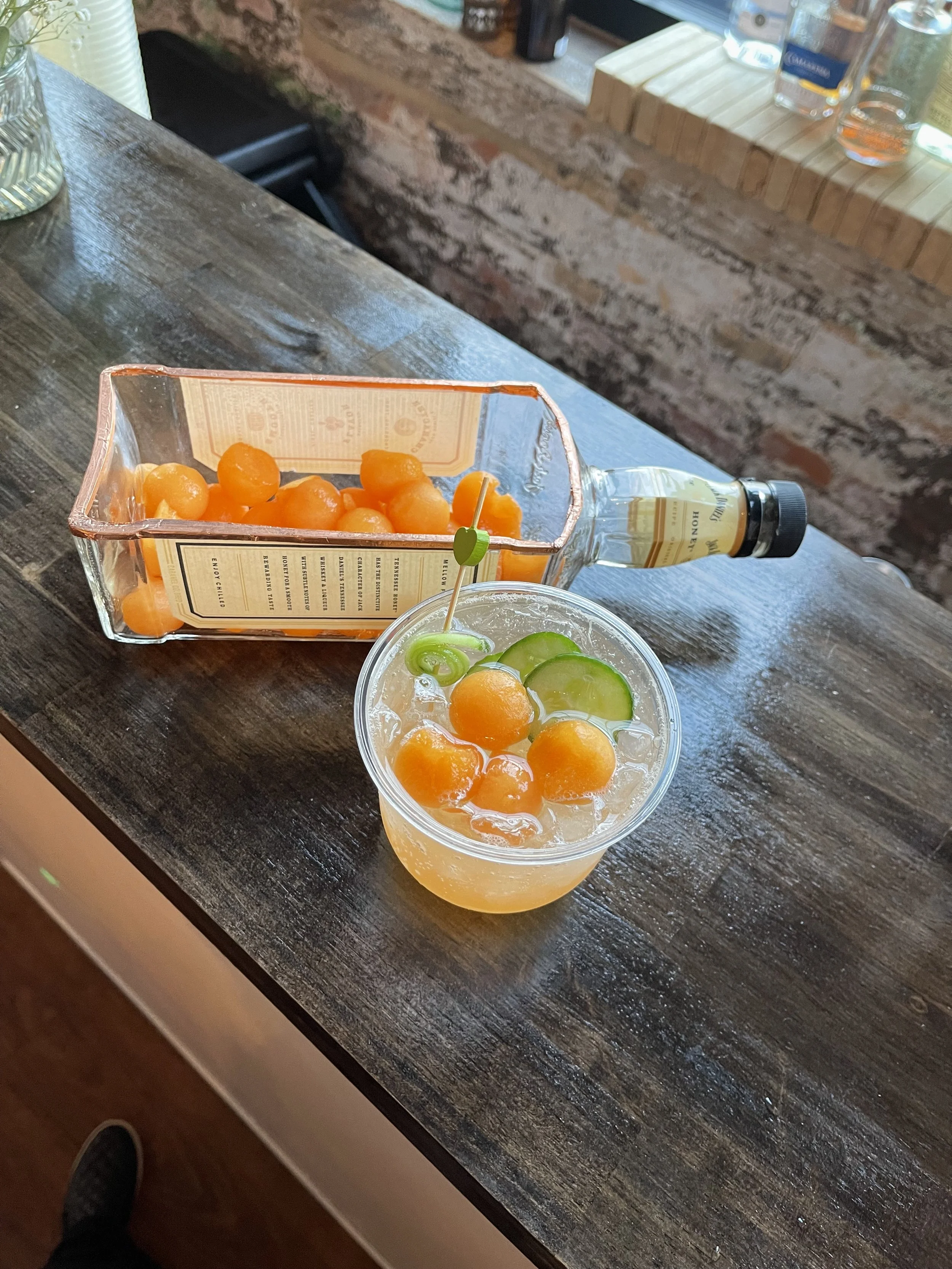 One of our signature drinks (Cucumber Gin Spritz) at a wedding in Frederick, Maryland.  Maryland mobile bar services.