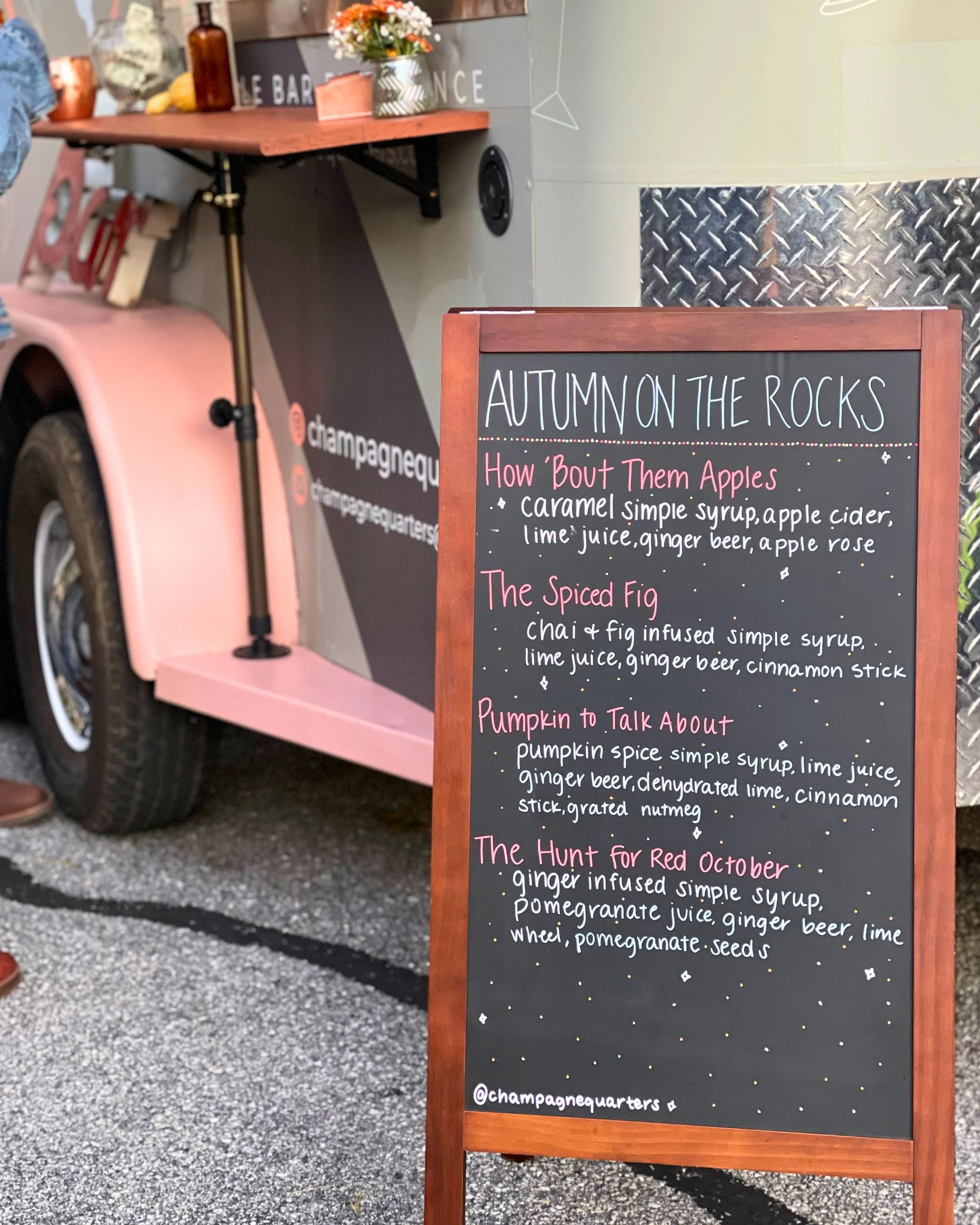 Fall networking menu for Anne Arundel County Chamber of Commerce event. Maryland mobile bar services.