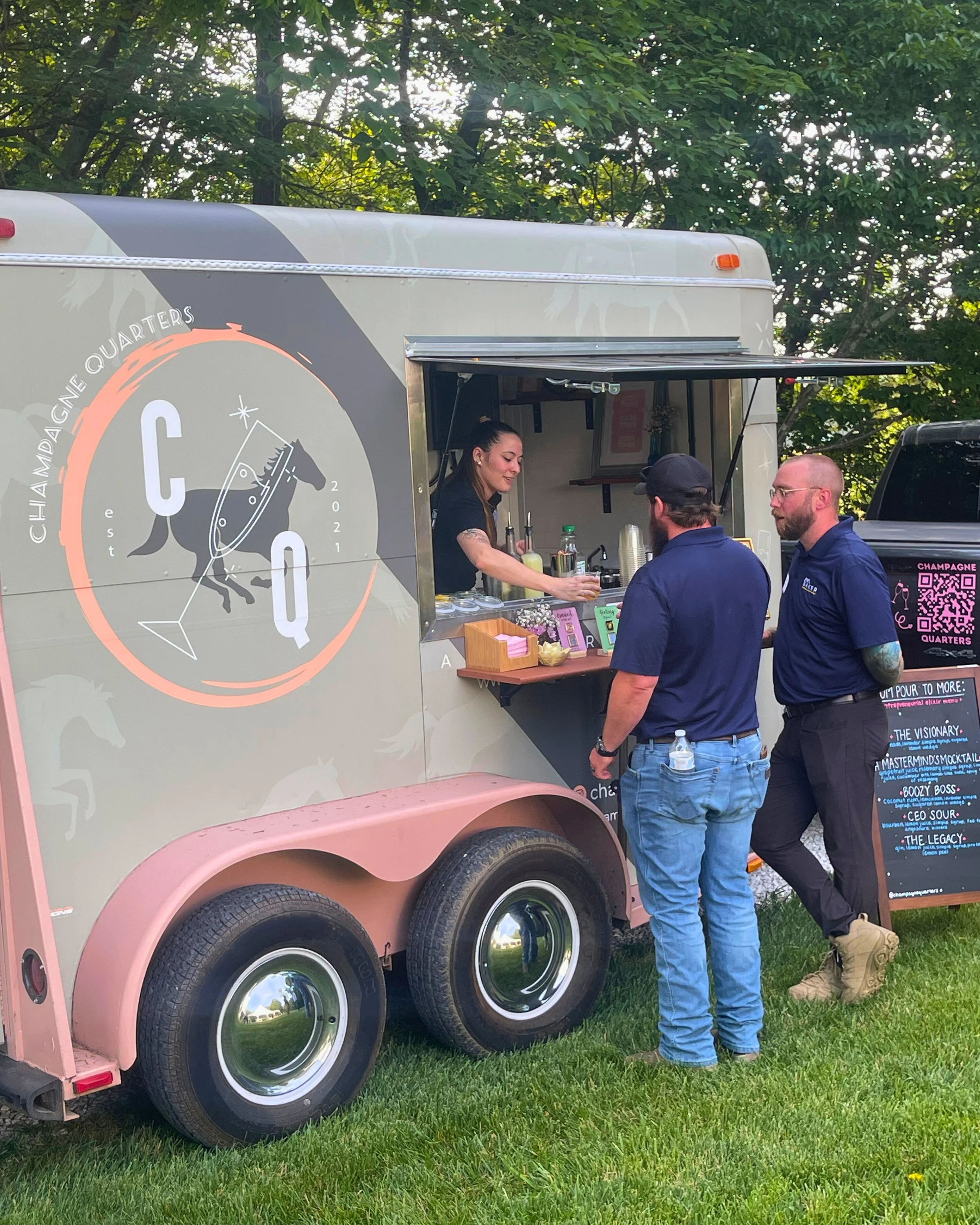 Our horse trailer bar at a networking event for Charles County, MD. Maryland mobile bar services.