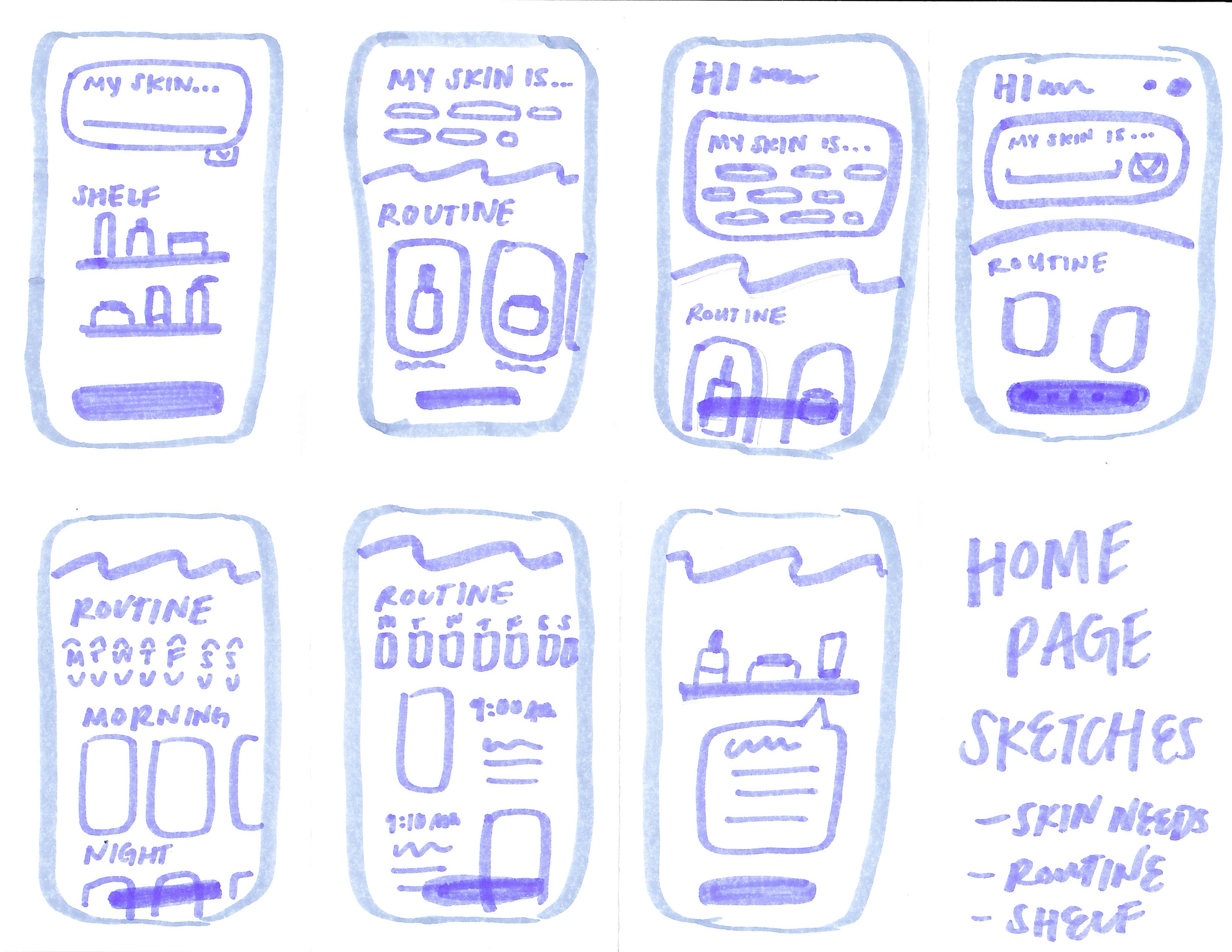 Home Sketches: skincare status, routine builder, and skincare shelf
