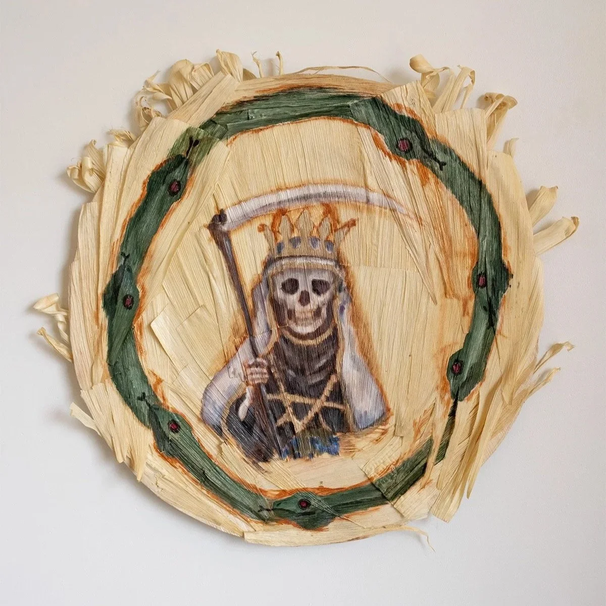 Siempre, 2025
Oil on Corn Husk
14" x 14"