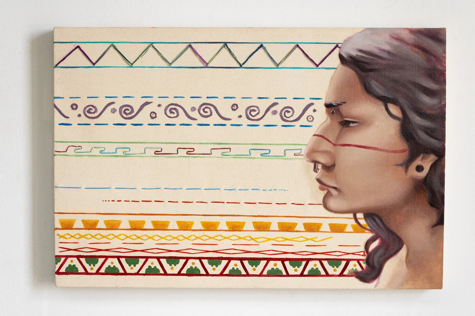 Hilo, 2025
Oil and Embroidery on Linen
20" x 29"