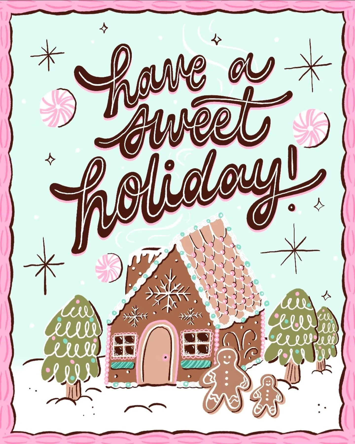 Still obsessed with this illustration I made last year ❄️⛄️🎁 #holidayillustration #lettering #gingerbreadillustration #illustrator  #digitalillustration
